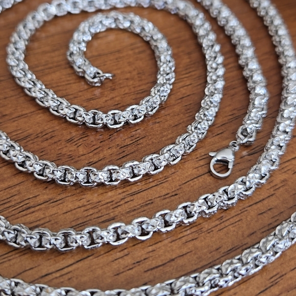 5mm Elegant Stainless Steel Silver Chain Hip Hop Necklace 24" - Picture 11 of 11